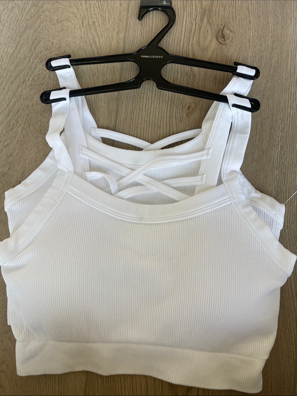 Yogalicious White Ribbed Strappy Sports Bra